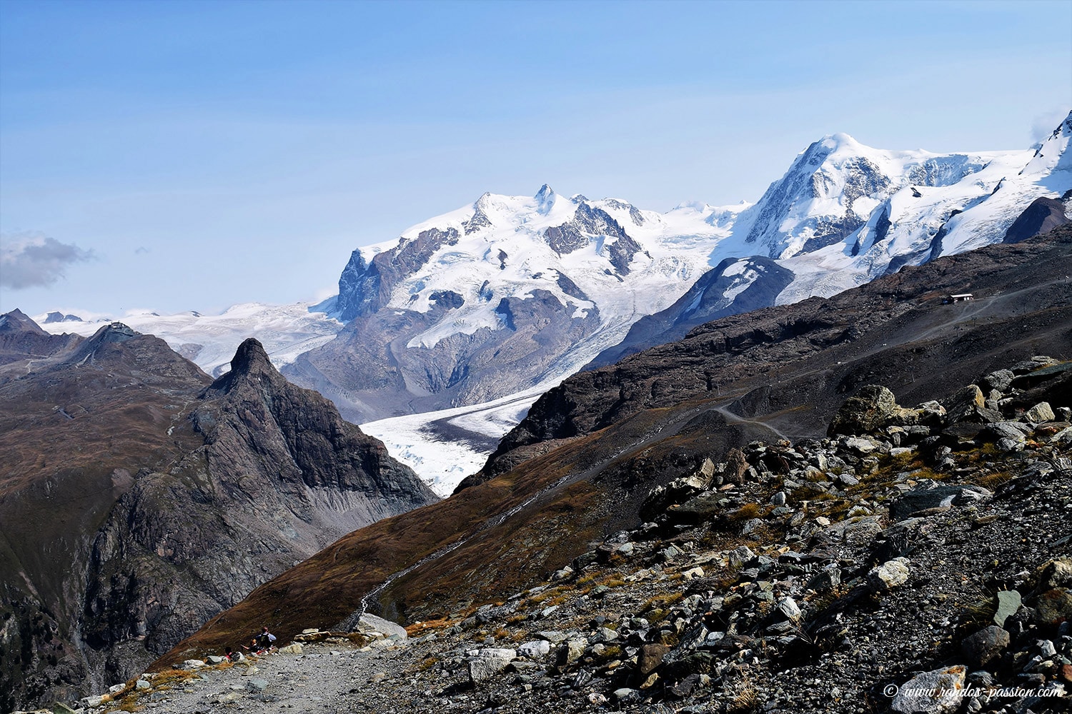 Le Massif du Mont-Rose vu depuis Trokener Steg