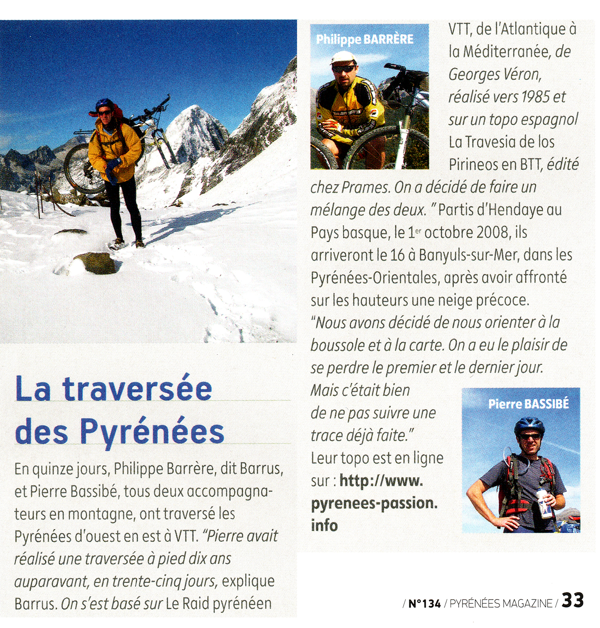 La traversée des Pyrénées en VTT - Article de Pyrenées-Magazine
